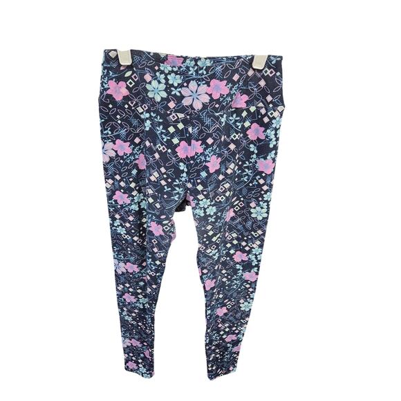 Navy Abstract Floral Leggings - Lularoe - OS - Picture 1 of 3
